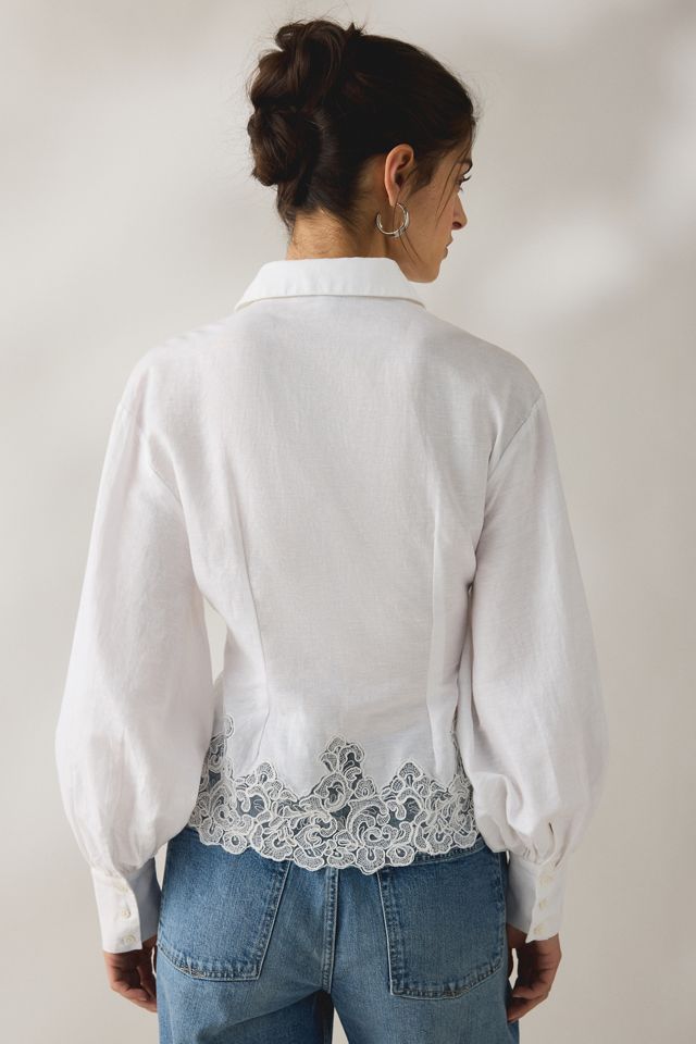 AllSaints Carol Lace Trimmed Long Sleeve Button-Down Shirt #3
