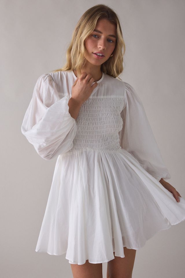 AllSaints Chia Smocked Long Sleeve Mini Dress #1
