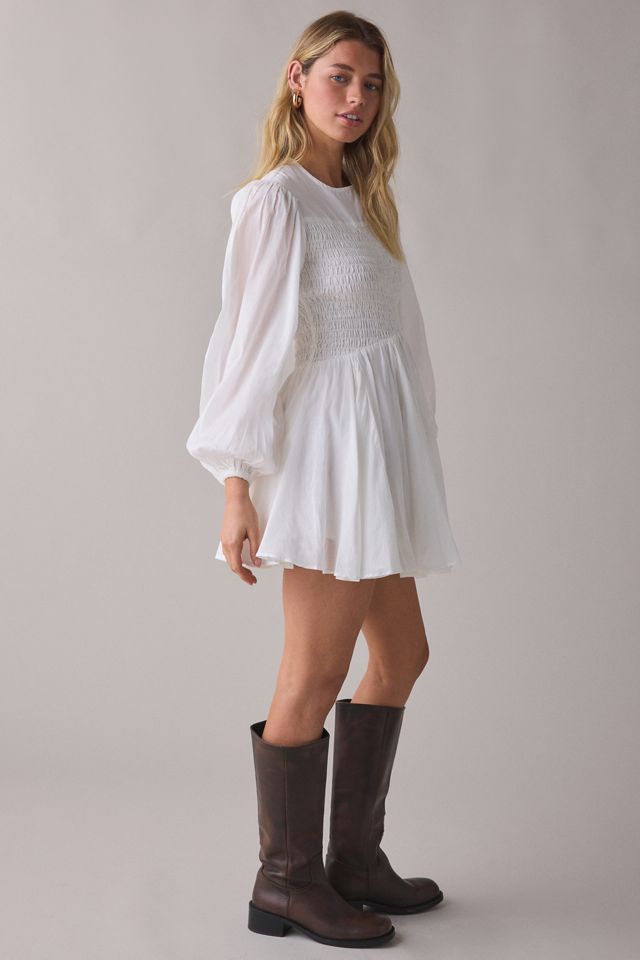 AllSaints Chia Smocked Long Sleeve Mini Dress #3