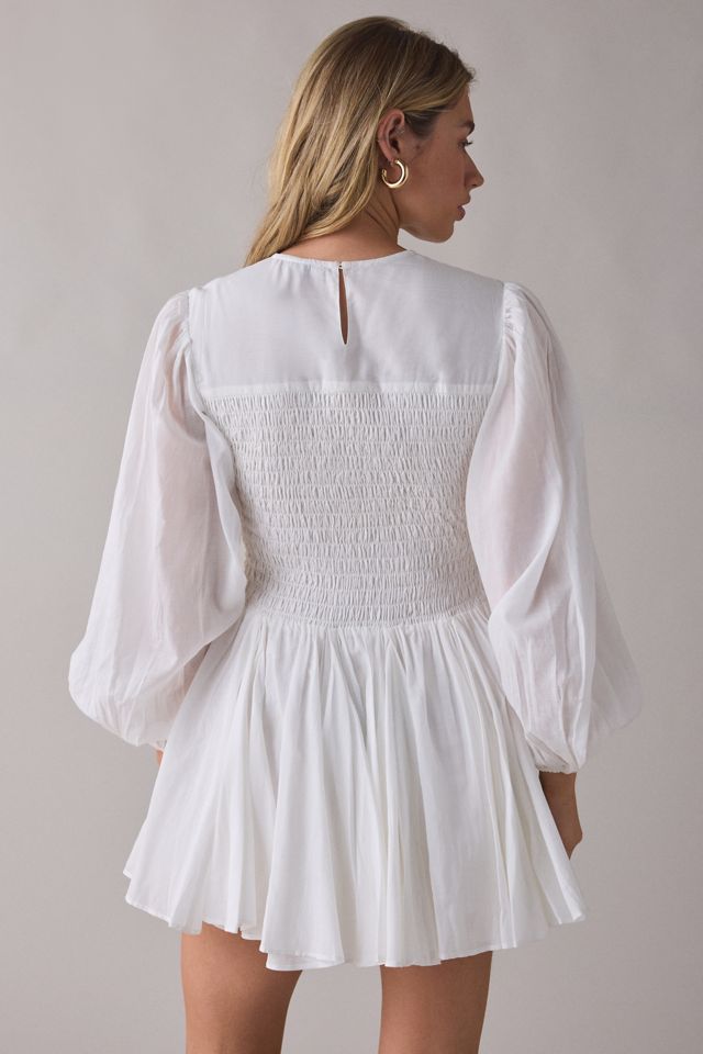 AllSaints Chia Smocked Long Sleeve Mini Dress #4