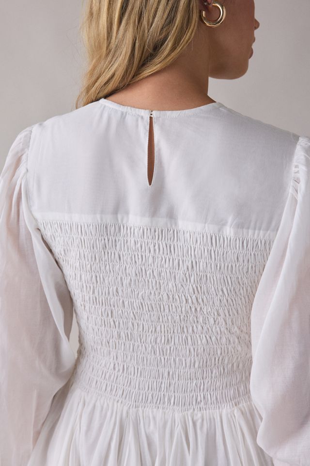AllSaints Chia Smocked Long Sleeve Mini Dress #5