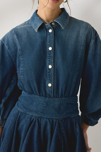 AllSaints Arlow Fit-And-Flare Denim Mini Dress