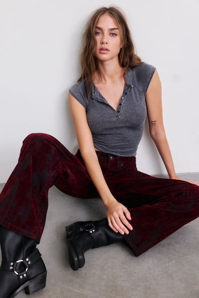 BDG Kayla Flocked Low-Rise Jeans