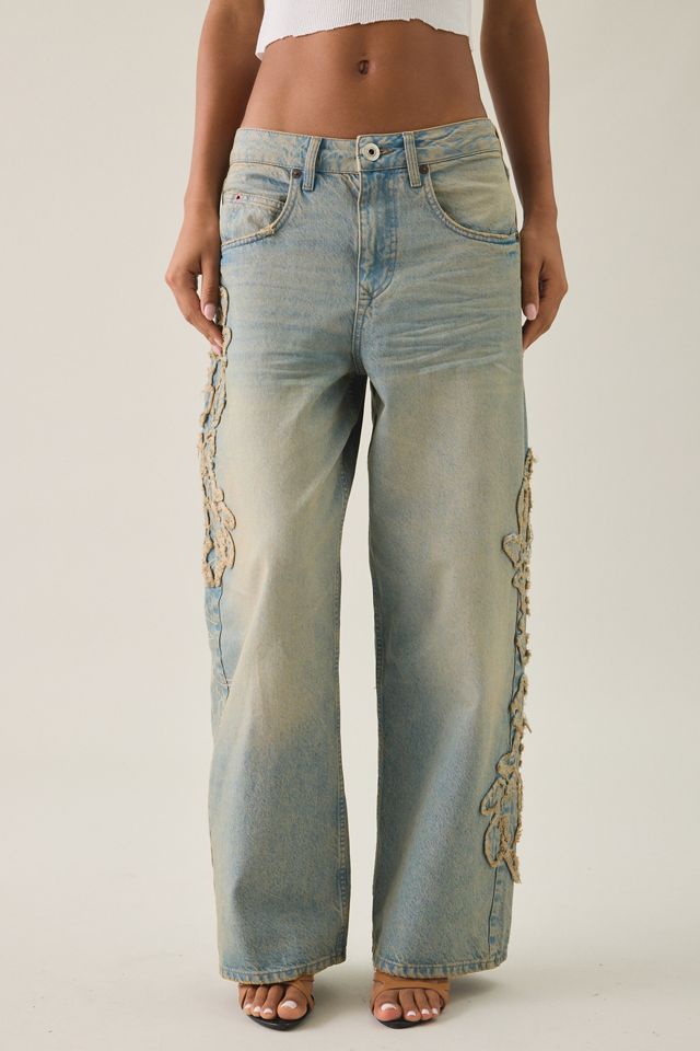 BDG Jaya Frayed Applique Baggy Boyfriend Jeans #1