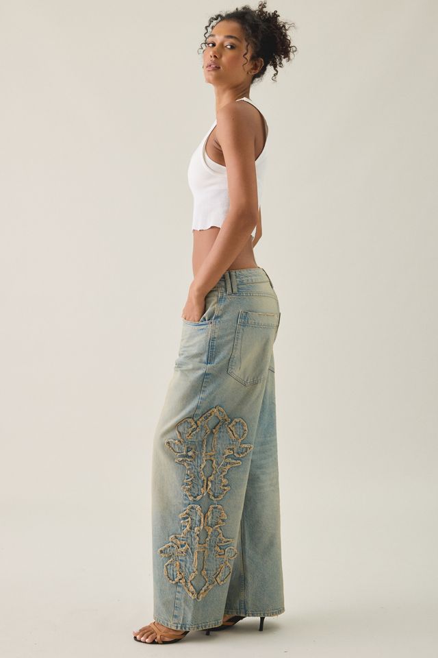 BDG Jaya Frayed Applique Baggy Boyfriend Jeans #2