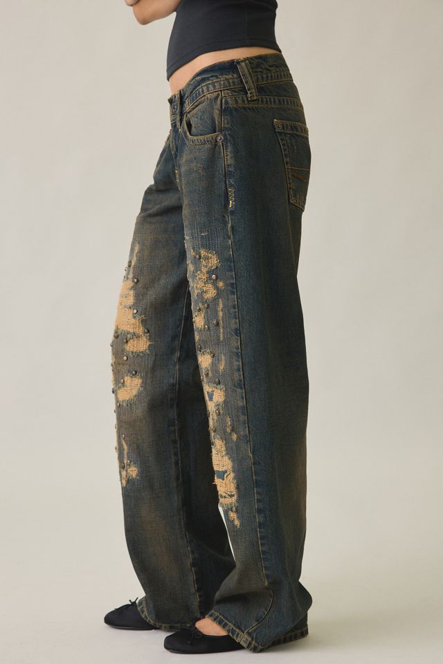 BDG Kayla Studded Rip + Repair Low-Rise Jeans #4