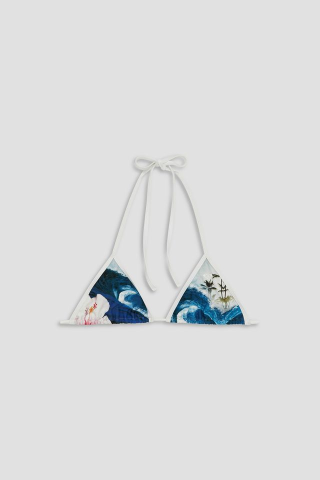 Roxy X Miaou Kauai Wave Print Triangle Bikini Top #1