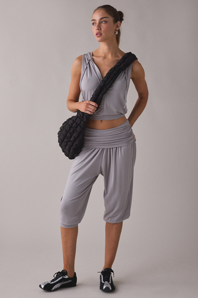 Out From Under Stormy Foldover Culotte Pants In Grey, Women's At Urban Outfitters In Gray