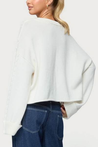 Edikted Marianna Button Cable Knit Sweater