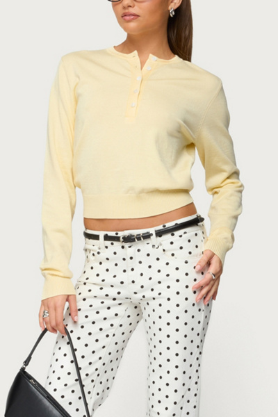 Edikted Yolana Henley Light Knit Sweater