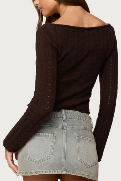 Edikted Khari Keyhole Pointelle Knit Top