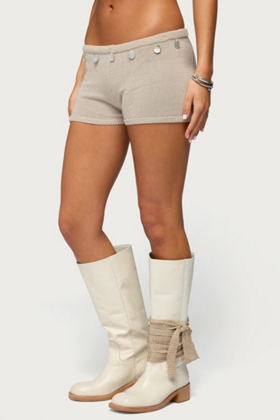 Edikted Nicca Iridescent Knit Shorts