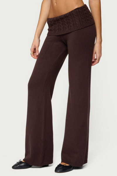 Edikted Lula Cable Knit Foldover Pants