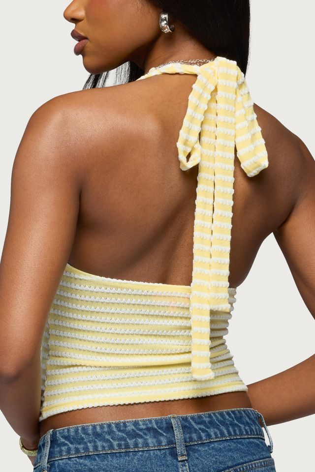 Edikted Maylah Keyhole Striped Textured Halter Top #4