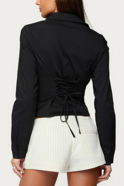 Edikted Amelie Lace Up Button Shirt