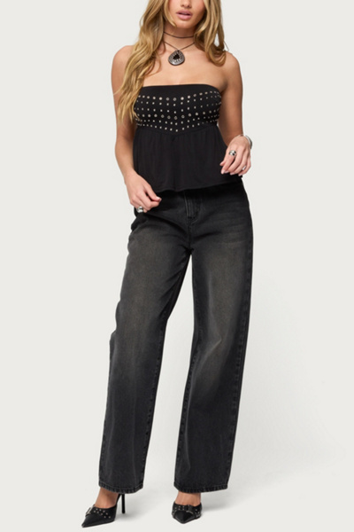 Edikted Alease Stud & Grommet Strapless Top