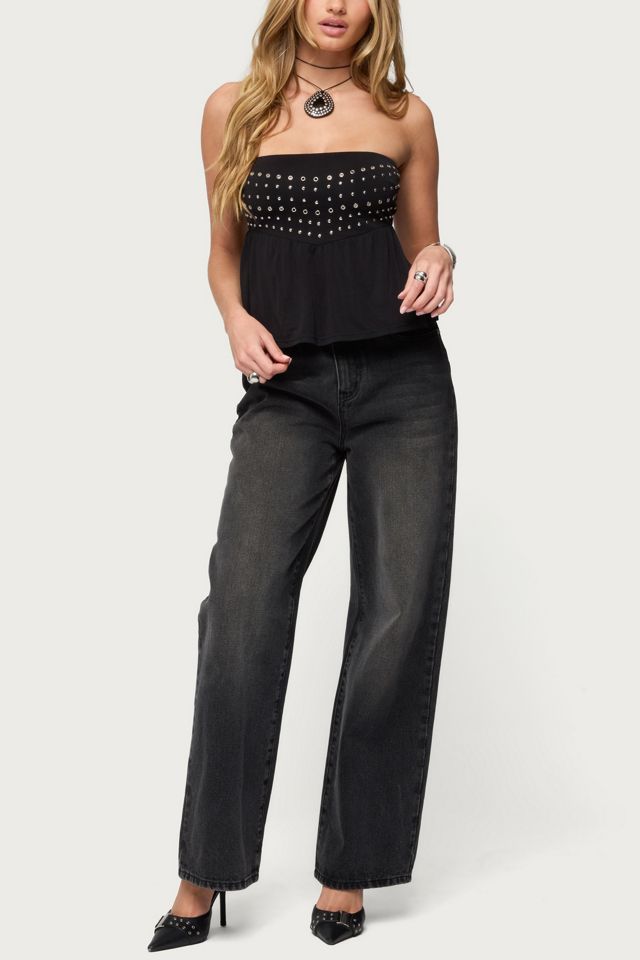 Edikted Alease Stud & Grommet Strapless Top #1