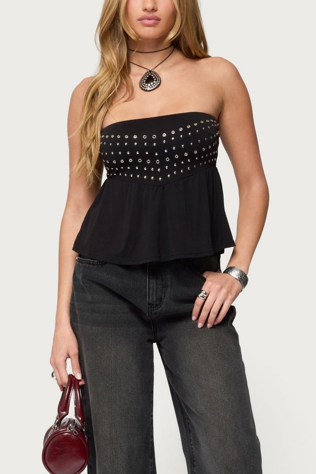 Edikted Alease Stud & Grommet Strapless Top #3