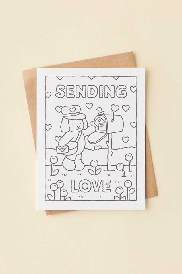 Bobbie Goods Sending Love Puppy Coloring Greeting Card #1