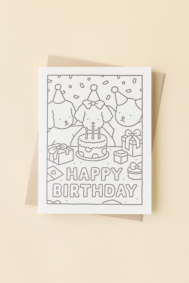 Bobbie Goods Happy Birthday Cake Party Coloring Birthday Card #1