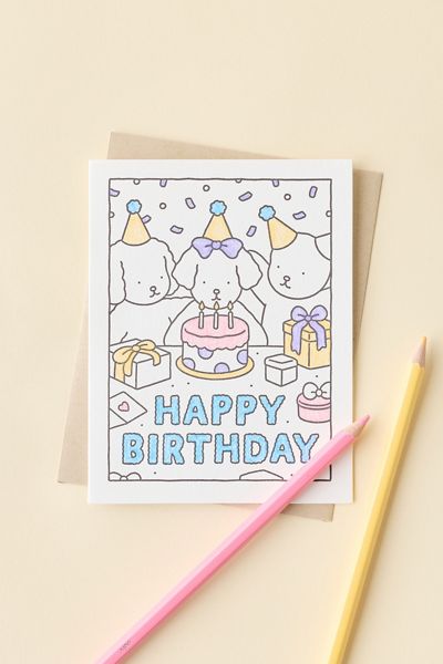 Bobbie Goods Happy Birthday Cake Party Coloring Birthday Card
