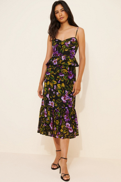 Dress Forum Floral Tiered Ruffle Midi