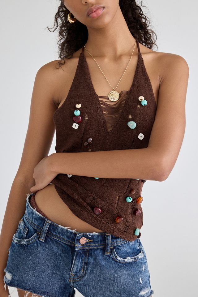 Haut dos nu à col licou en tricot orné Cora UO #2