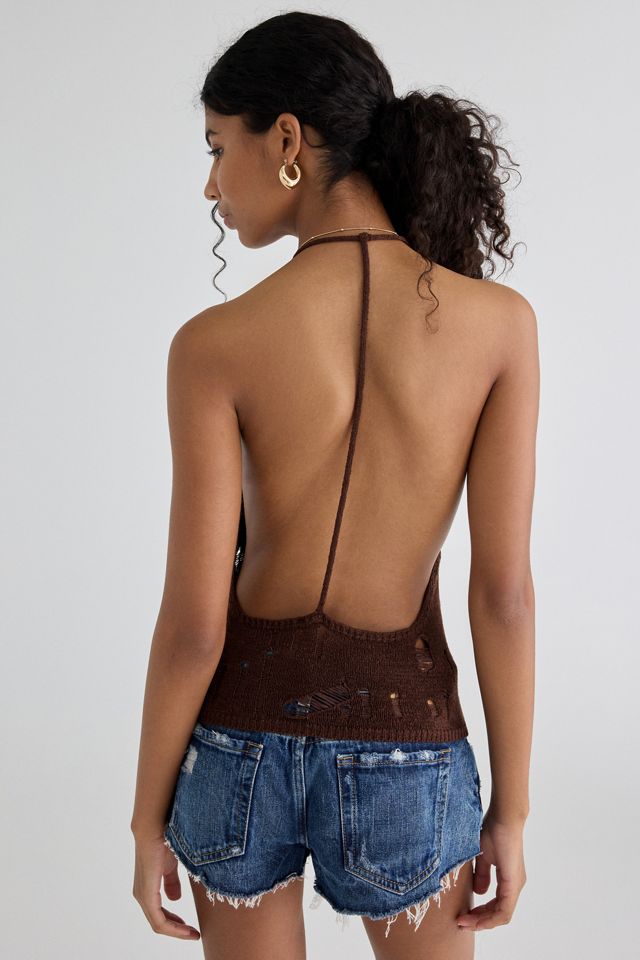 Haut dos nu à col licou en tricot orné Cora UO #3