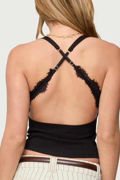 Edikted Ranata Lacey Scoop Neck Top