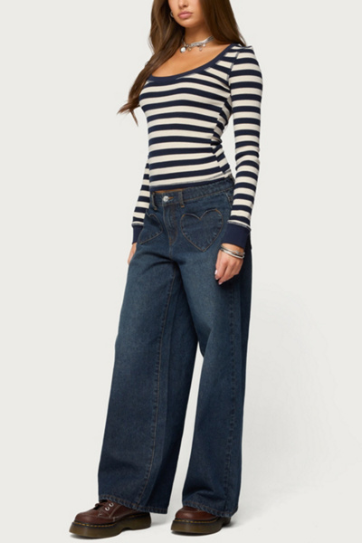 Edikted Rainey Striped Long Sleeve Top