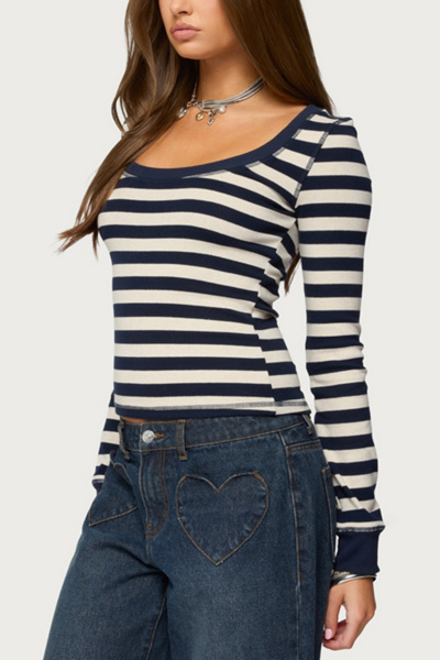 Edikted Rainey Striped Long Sleeve Top