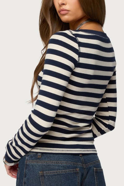 Edikted Rainey Striped Long Sleeve Top