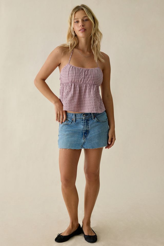 Haut babydoll à col licou vichy Eva BDG #2