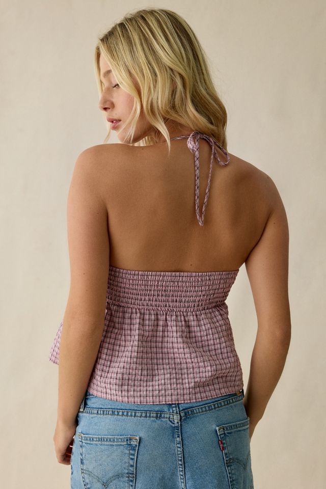 Haut babydoll à col licou vichy Eva BDG #3
