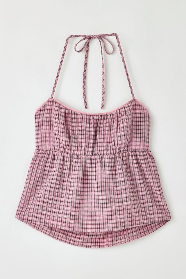 Haut babydoll à col licou vichy Eva BDG #4