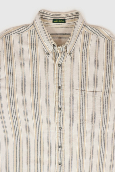 Vintage Striped Flannel Button-Down Shirt