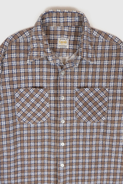 Vintage Plaid Flannel Button-Down Shirt