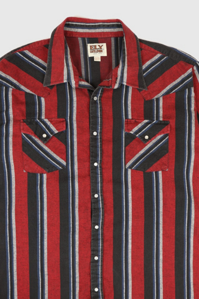 Vintage Striped Snap Button Shirt
