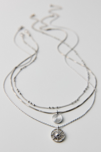 Circle Charm Pendant Layering Necklaces Set