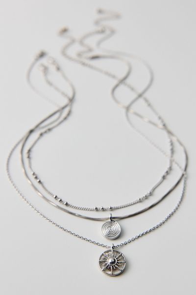 Circle Charm Pendant Layering Necklaces Set