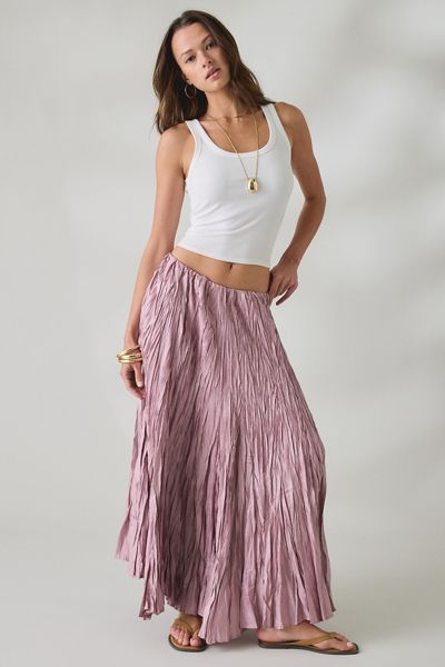 Kimchi Blue Whirlpool Crinkle Low-Rise Maxi Skirt
