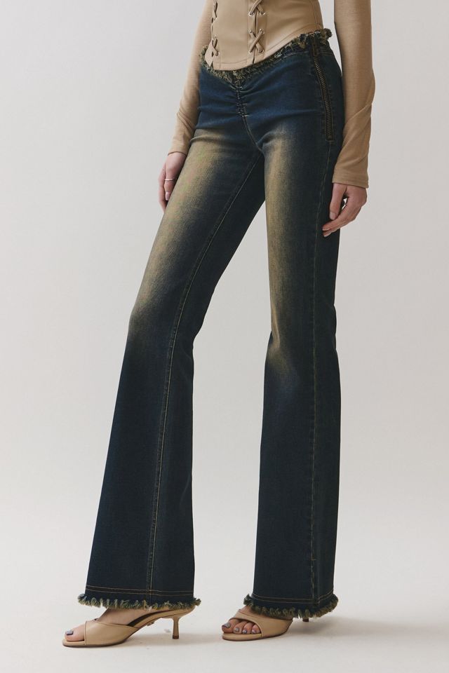 Personal Code Zylah Frayed Ruch Flared Denim Pants #1