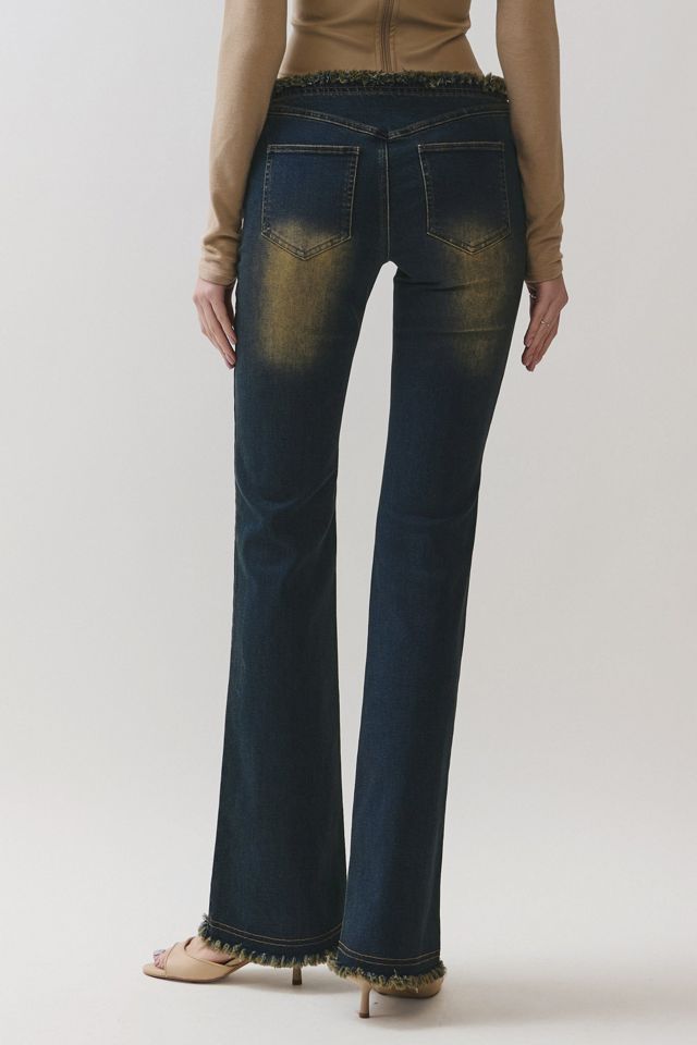 Personal Code Zylah Frayed Ruch Flared Denim Pants #4