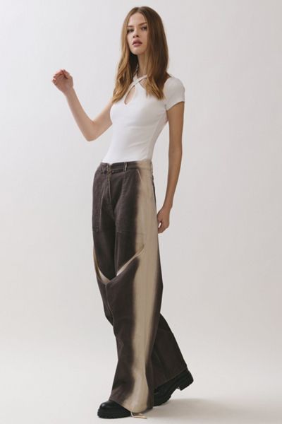 Personal Code Spray Effect Cut Out Cargo Pants