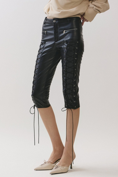 Personal Code Carter Lace Up Pleather Capri Pants