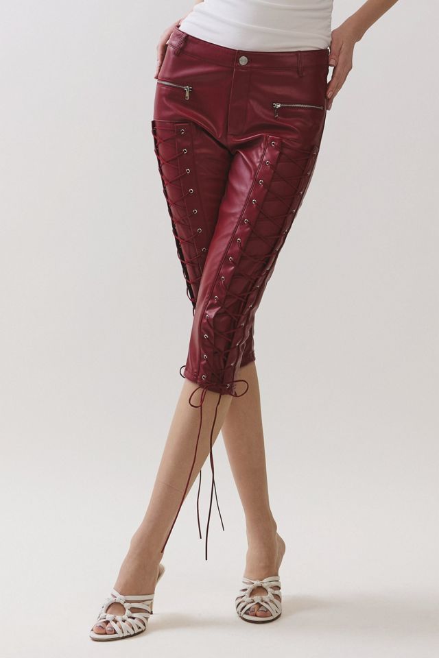 Personal Code Carter Lace Up Pleather Capri Pants #1