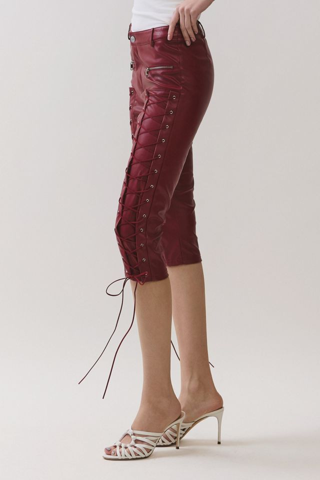 Personal Code Carter Lace Up Pleather Capri Pants #2