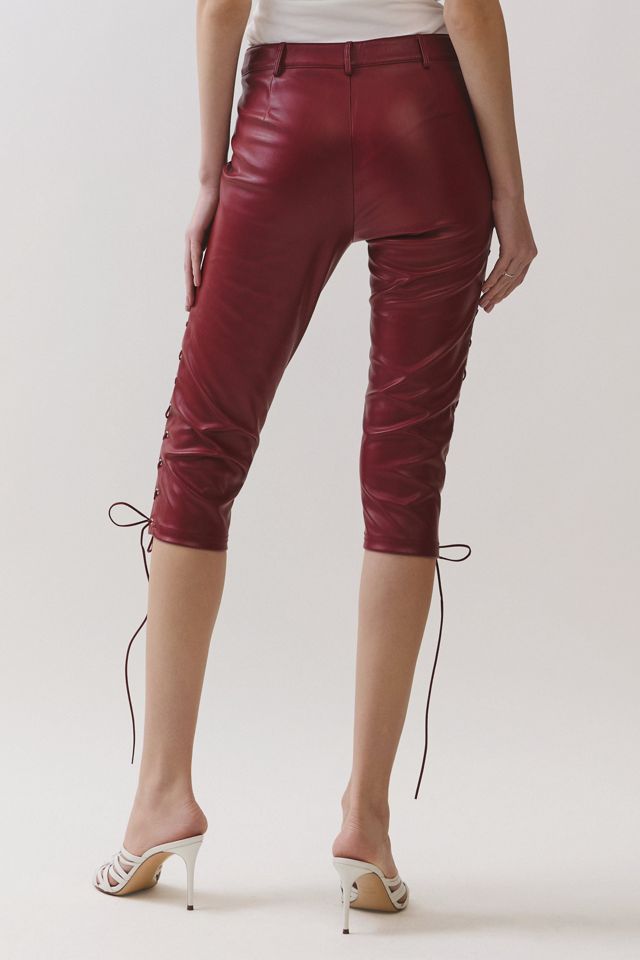 Personal Code Carter Lace Up Pleather Capri Pants #3