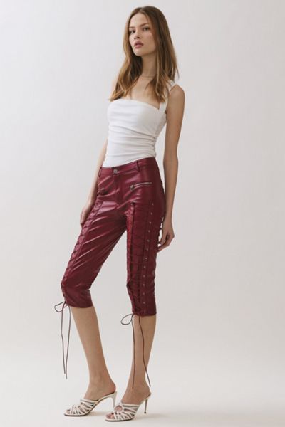 Personal Code Carter Lace Up Pleather Capri Pants