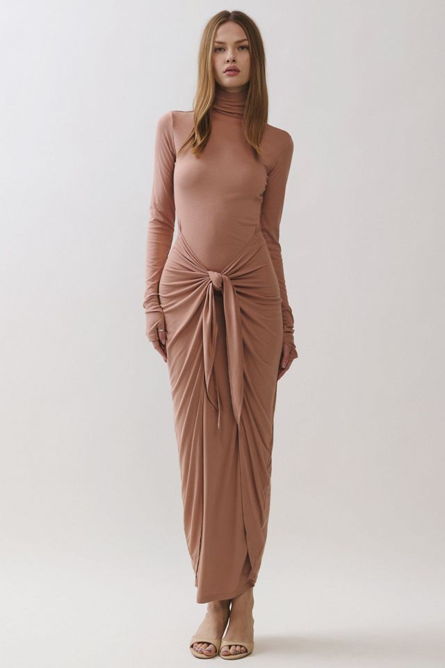 Personal Code Rosaline Turtle Neck Maxi Dress With Knot Tie #1